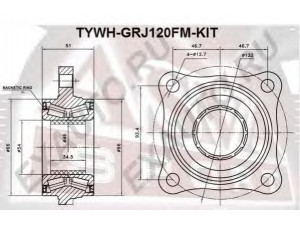 ASVA TYWH-GRJ120FM-KIT rato stebulė 
 Ašies montavimas/vairavimo mechanizmas/ratai -> Rato stebulė/montavimas -> Rato stebulė
43570-60010, 43570-60010