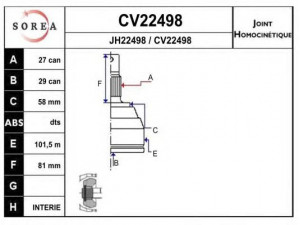 EAI CV22498K jungčių komplektas, kardaninis velenas 
 Ratų pavara -> Sujungimai/komplektas