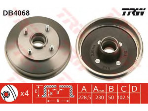 TRW DB4068 stabdžių būgnas 
 Stabdžių sistema -> Būgninis stabdys -> Stabdžių būgnas
GDB108, NAM5301
