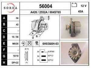 EAI 56004 kintamosios srovės generatorius 
 Elektros įranga -> Kint. sr. generatorius/dalys -> Kintamosios srovės generatorius
036903017C, 036903017CX, 068903023Q