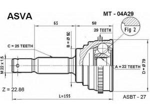 ASVA MT-04A29 jungčių komplektas, kardaninis velenas 
 Ratų pavara -> Sujungimai/komplektas
49507-22E00, 49508-22E00