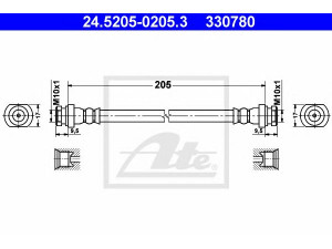 ATE 24.5205-0205.3 stabdžių žarnelė 
 Stabdžių sistema -> Stabdžių žarnelės
MR129772, MR129787, MR129787