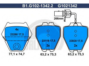 GALFER B1.G102-1342.2 stabdžių trinkelių rinkinys, diskinis stabdys 
 Techninės priežiūros dalys -> Papildomas remontas
3D0 698 151 B, 4B0 698 151 D, 4B0 698 151 L