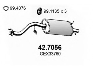 ASSO 42.7056 galinis duslintuvas 
 Išmetimo sistema -> Duslintuvas
GEX33760, WCG103450