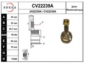 EAI CV22239AK jungčių komplektas, kardaninis velenas 
 Ratų pavara -> Sujungimai/komplektas