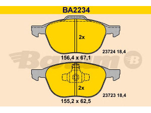 BARUM BA2234 stabdžių trinkelių rinkinys, diskinis stabdys 
 Techninės priežiūros dalys -> Papildomas remontas
1223682, 1321517, 1360305, 1508074
