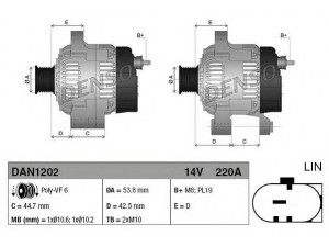 DENSO DAN1202 kintamosios srovės generatorius 
 Elektros įranga -> Kint. sr. generatorius/dalys -> Kintamosios srovės generatorius
C2D20468, CW93-10300-AB, CW93-10300-AC