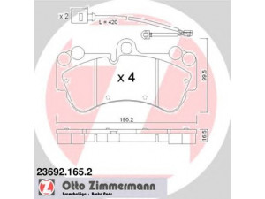 ZIMMERMANN 23692.165.2 stabdžių trinkelių rinkinys, diskinis stabdys 
 Techninės priežiūros dalys -> Papildomas remontas