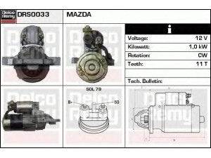 DELCO REMY DRS0033 starteris 
 Elektros įranga -> Starterio sistema -> Starteris
L813-18-400, M0T90981