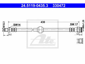 ATE 24.5119-0435.3 stabdžių žarnelė 
 Stabdžių sistema -> Stabdžių žarnelės
95 494 973