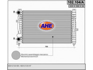 AHE 102.104/A radiatorius, variklio aušinimas 
 Aušinimo sistema -> Radiatorius/alyvos aušintuvas -> Radiatorius/dalys
8D0121251BA