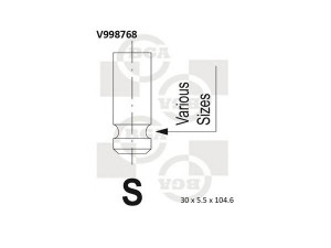 BGA V998768 išleidimo vožtuvas 
 Variklis -> Variklio uždegimo laiko reguliavimo kontrolė -> Vožtuvų eilė -> Vožtuvai/dalys
1124377, LF01-12121