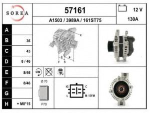 EAI 57161 kintamosios srovės generatorius 
 Elektros įranga -> Kint. sr. generatorius/dalys -> Kintamosios srovės generatorius
31100RBDE02, AHA431, CSC914E, CSD86