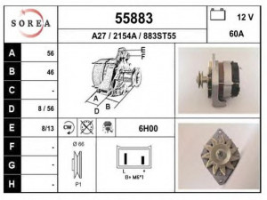 EAI 55883 kintamosios srovės generatorius 
 Elektros įranga -> Kint. sr. generatorius/dalys -> Kintamosios srovės generatorius
7701349592, 7701499227