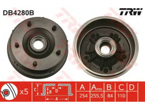 TRW DB4280B stabdžių būgnas 
 Stabdžių sistema -> Būgninis stabdys -> Stabdžių būgnas
5000388426