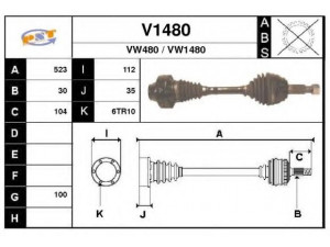 SNRA V1480 kardaninis velenas 
 Ratų pavara -> Kardaninis velenas
7L0407271C, 7L0407271CX