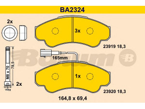 BARUM BA2324 stabdžių trinkelių rinkinys, diskinis stabdys 
 Techninės priežiūros dalys -> Papildomas remontas
4252 45, 4254 59, 71752978, 77362216