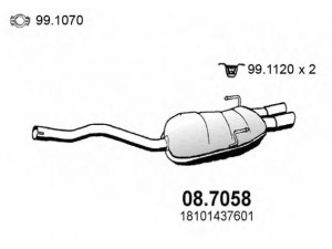 ASSO 08.7058 galinis duslintuvas 
 Išmetimo sistema -> Duslintuvas
18101437601, 18101437602, 18107502074