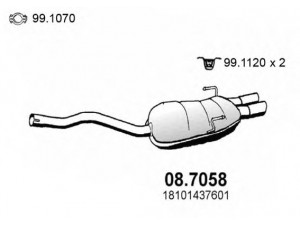 ASSO 08.7058 galinis duslintuvas 
 Išmetimo sistema -> Duslintuvas
18101437601, 18101437602, 18107502074