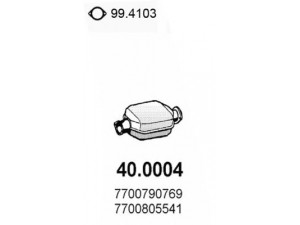 ASSO 40.0004 katalizatoriaus keitiklis 
 Išmetimo sistema -> Katalizatoriaus keitiklis
7700414615, 7700787546, 7700790769