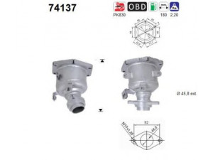 AS 74137 katalizatoriaus keitiklis 
 Išmetimo sistema -> Katalizatoriaus keitiklis
208A0BX001, 208A0BX00A