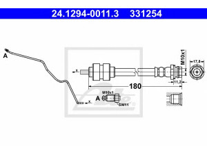 ATE 24.1294-0011.3 stabdžių žarnelė 
 Stabdžių sistema -> Stabdžių žarnelės
1460250, 1520321, 1671147, 6G91-2282-AF