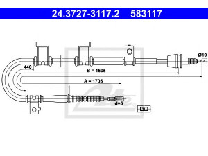 ATE 24.3727-3117.2 trosas, stovėjimo stabdys 
 Stabdžių sistema -> Valdymo svirtys/trosai
59770-2L300