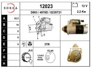 EAI 12023 starteris 
 Elektros įranga -> Starterio sistema -> Starteris
M2T88371, 56041579AA
