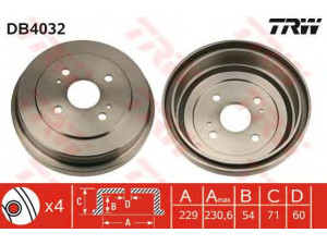 TRW DB4032 stabdžių būgnas 
 Stabdžių sistema -> Būgninis stabdys -> Stabdžių būgnas
4243112040, 4243112040000, 4243112060000