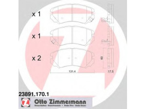 ZIMMERMANN 23891.170.1 stabdžių trinkelių rinkinys, diskinis stabdys 
 Techninės priežiūros dalys -> Papildomas remontas
581011FE00, 581012CA20, 581012DA50