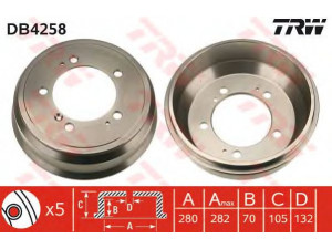 TRW DB4258 stabdžių būgnas 
 Stabdžių sistema -> Būgninis stabdys -> Stabdžių būgnas
4500099, 9160399, 7700302145, 9160399