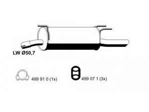 ERNST 024280 galinis duslintuvas 
 Išmetimo sistema -> Duslintuvas
58 52 838, 58 52 848, 58 52 931