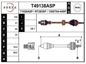 EAI T49138ASP kardaninis velenas 
 Ratų pavara -> Kardaninis velenas