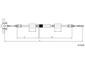 CABOR 10.8188 trosas, stovėjimo stabdys 
 Stabdžių sistema -> Valdymo svirtys/trosai
30714012, 30793827