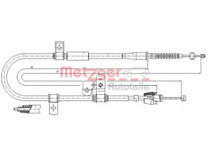 METZGER 17.2524 trosas, stovėjimo stabdys 
 Stabdžių sistema -> Valdymo svirtys/trosai
597602C300