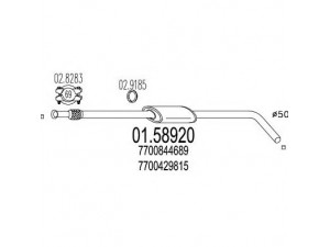 MTS 01.58920 vidurinis duslintuvas 
 Išmetimo sistema -> Duslintuvas
7700429815, 7700844689
