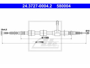 ATE 24.3727-0004.2 trosas, stovėjimo stabdys 
 Stabdžių sistema -> Valdymo svirtys/trosai
60624590