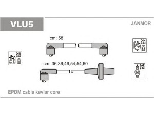 JANMOR VLU5 uždegimo laido komplektas 
 Kibirkšties / kaitinamasis uždegimas -> Uždegimo laidai/jungtys
1274424-9, 270525, 270550, 270560