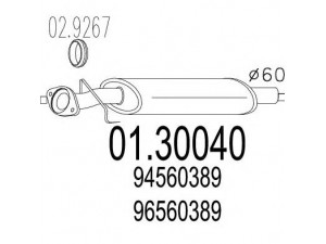 MTS 01.30040 priekinis duslintuvas 
 Išmetimo sistema -> Duslintuvas
94560389, 96560389, 173104