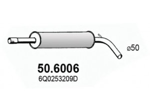 ASSO 50.6006 vidurinis duslintuvas 
 Išmetimo sistema -> Duslintuvas
6Q0253209AP, 6Q0253209BG, 6Q0253209C