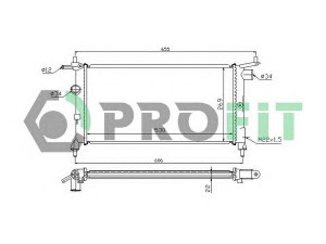 PROFIT PR 5018A2 radiatorius, variklio aušinimas 
 Aušinimo sistema -> Radiatorius/alyvos aušintuvas -> Radiatorius/dalys
1300149, 52488849, 90410047