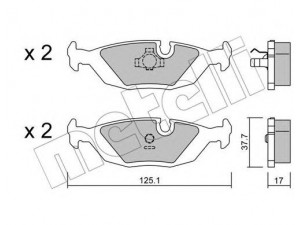 METELLI 22-0070-1 stabdžių trinkelių rinkinys, diskinis stabdys 
 Techninės priežiūros dalys -> Papildomas remontas
34 21 1 153 196, 34 21 1 157 925