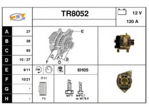 SNRA TR8052 kintamosios srovės generatorius 
 Elektros įranga -> Kint. sr. generatorius/dalys -> Kintamosios srovės generatorius
7700106501, 7700731945