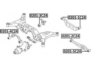 ASVA 0201-1C24 valdymo svirties/išilginių svirčių įvorė 
 Ašies montavimas/vairavimo mechanizmas/ratai -> Valdymo svirtis/pasukamosios svirties sujungimas -> Montavimas/sutvirtinimas
55120-4N000, 55121-4N000