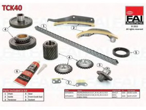 FAI AutoParts TCK40 pavaros grandinės komplektas 
 Variklis -> Variklio uždegimo laiko reguliavimo kontrolė -> Sinchronizavimo grandinė/įtempiklis/kreiptuvas -> Pavaros grandinės komplektas
ME203085