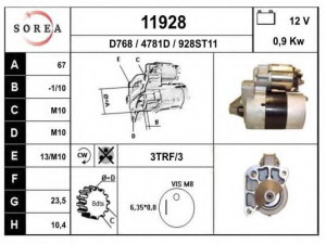 EAI 11928 starteris 
 Elektros įranga -> Starterio sistema -> Starteris
7700274303, 7711134532