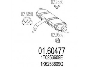 MTS 01.60477 galinis duslintuvas 
 Išmetimo sistema -> Duslintuvas
1K6253609Q, 1T0253609E