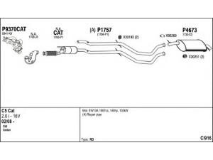 FENNO CI916 išmetimo sistema 
 Išmetimo sistema -> Išmetimo sistema, visa