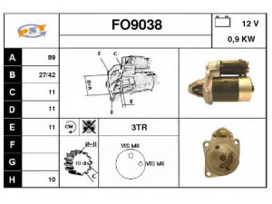 SNRA FO9038 starteris
86BB11000NA, 87BB11000AA, 87GB11000AA