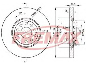 FREMAX BD-4065 stabdžių diskas 
 Stabdžių sistema -> Diskinis stabdys -> Stabdžių diskas
3B0 615 301 B, 4B0 615 301 A, 4B0 615 301 C
